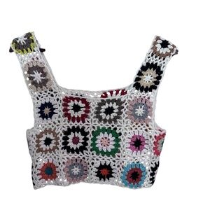 Colorful Flower Crochet Patchwork Women's Tank Top